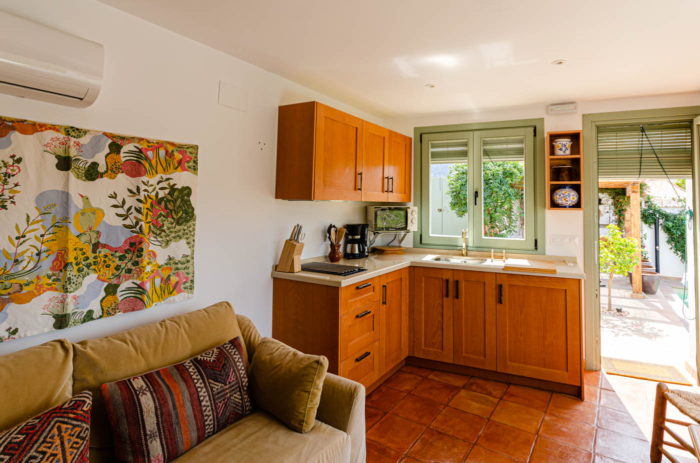 The annexe opens directly to pool area and main house